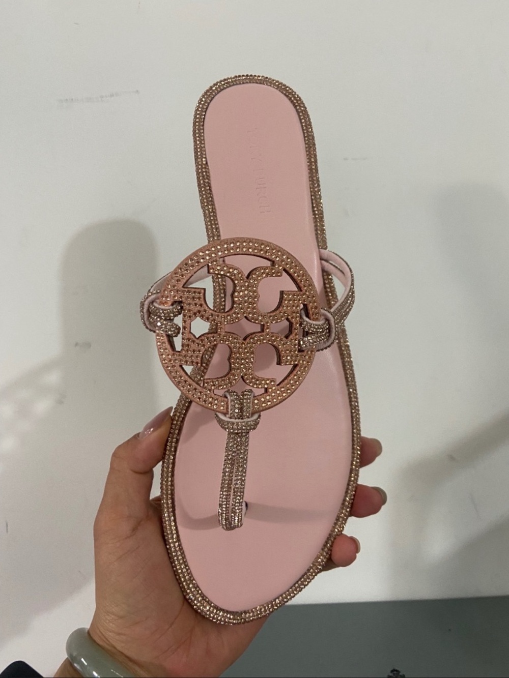 Miller Knotted Pavé Crystal Sandals – Soft Pink Size 7